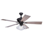 Vaxcel - Huntley 52" LED Ceiling Fan  Bronze - The Huntley is a timeless collection inspired by mid-century small-town aesthetics. The vintage schoolhouse glass is the focal point of this design with its unique profile. Add a vintage Edison style filament bulb to the included light kit to complete the look. This fan is compatible with sloped ceilings and includes a 6 inch down rod (longer down rods sold separately). Remote control included for added convenience.