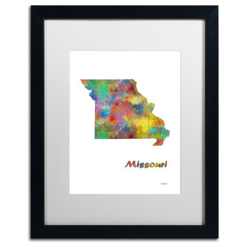 Marlene Watson 'Missouri State Map-1' Art, Black Frame, 16"x20", White Matte