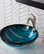 Nature Series 17" Round Blue Glass Vessel 19mm Bathroom Sink