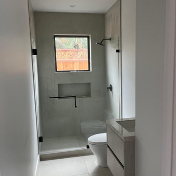 Modern clean and sleek, walk-in shower