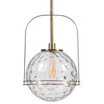 Uttermost - Uttermost Mimas 1-LIght Globe Pendant - Uttermost's Light Fixtures Combine Premium Quality Materials With Unique High-style Design.With The Advanced Product Engineering And Packaging Reinforcement, Uttermost Maintains Some Of The Lowest Damage Rates In The Industry.  Each Product Is Designed, Manufactured And Packaged With Shipping In Mind. Soft Contemporary Lines Anchor This Oversized Floating Sphere Of Clear Watered Glass Enhanced With Rich Antique Brass Accents Giving A Nod To Modern Design Lines Also.  1-40 Watt Max Edison Socket. Bulb Not Included. Supplied With 15' Wire, 3-12" Stems And 1-6" Stem For Adjustable Installation.
