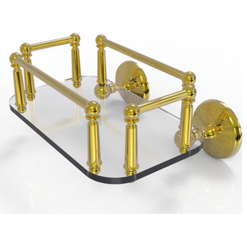 Monte Carlo Wall Mounted Glass Guest Towel Tray, Polished Brass