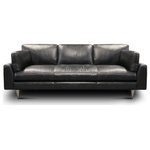 Hello Sofa Home - Skyline 100% Top Grain Leather Americana Sofa - The leather upholstery of this striking sofa is sure to make an impression in any room. Top grain only, with no bonded or split product, the luxuriously soft hand makes this piece a dream to sink into. Built with high density foam, pocket coil springs, and sinuous wire suspension, the fine workmanship of each and every product means this furniture is built to last. The sleek stainless steel legs give this piece a decidedly modern style, while the materials are truly timeless.