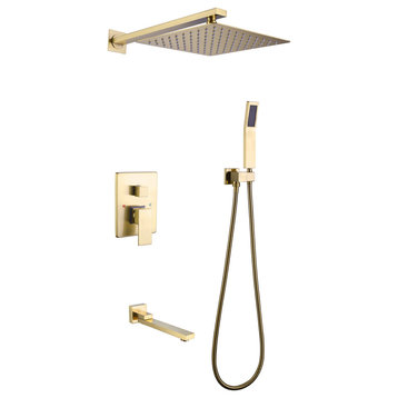 Pressure Balanced Water-Saving 3-Function Rain Shower System with Rough-in Valve