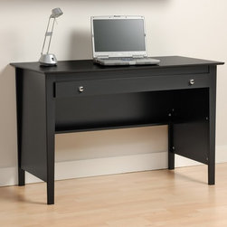 Prepac Contemporary Wood Laptop Desk in Black - Desks And Hutches