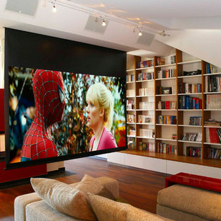 Inspiration for a contemporary home theater remodel in Cologne