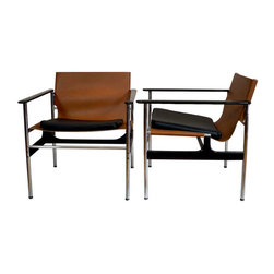 Charles Pollock for Knoll Pair of Leather Sling Arm Chairs - Armchairs And Accent Chairs