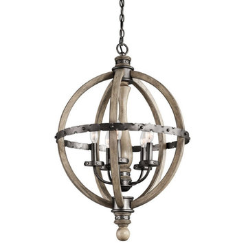 Farmhouse Five Light Chandelier in Distressed Antique Gray Finish - Chandelier