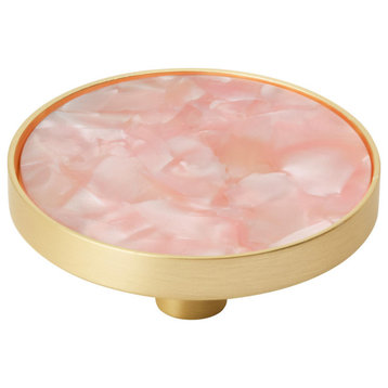 Round Cabinet Knob, 2 Pack, Gold/Pink, 2 Inch, 51mm Diameter