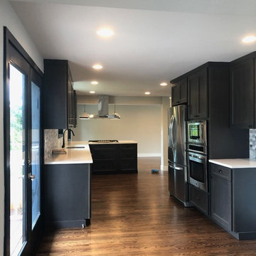 Removed several walls to create a large, open kitchen