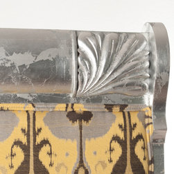 Ikat Settee in gray, black, and gold - Products