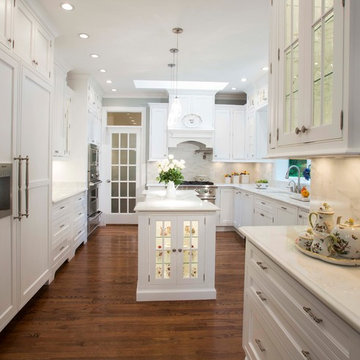 White Custom Cabinets, Island Create Inviting Kitchen