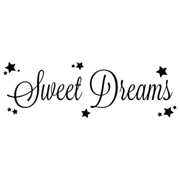 Decal Vinyl Wall Sticker Sweet Dreams Star Quote, Black
