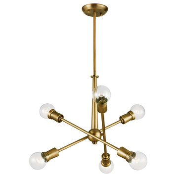 Armstrong 6-Light Chandelier Multi-Tier, Natural Brass