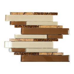 Stone Pieces and Brown Glass and Beige Marble Aliminum Stone Glass Mosaic Tile R - Home Accessories & Decor