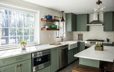 Kitchen of the Week: A Mix of Celadon Green and Warm Walnut Wood