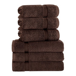Makroteks - Villa Collection Hand Towel Set, Chocolate - Bath Towels