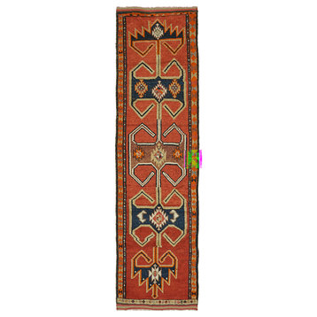Rug N Carpet - Handmade Oriental 3' 5'' x 12' 1'' One-of-a-Kind Runner Rug