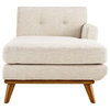 Modway Engage Right-Facing Upholstered Fabric and Wood Chaise in Beige