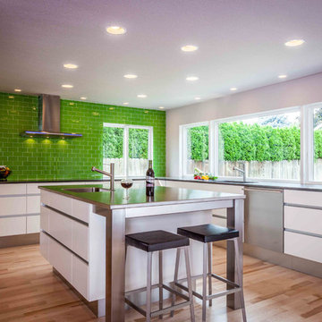 Contemporary Minimalist Nature Indoor-Outdoor Kitchen