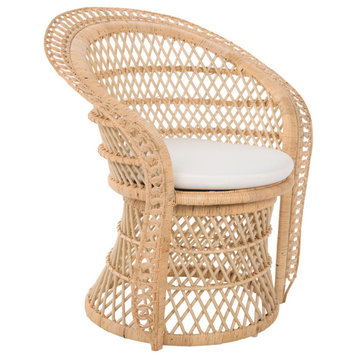 Peacock Rattan Dining Armchair or Lounge Chair, Natural