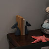 Set of 2 Blue Cast Iron Whale Tail Bookends Nautical Home Decor Bookshelf Sculp