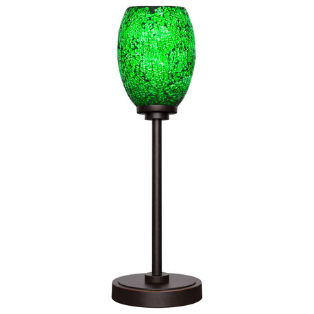 Luna Table Lamp With 5" Green Fusion Glass, Dark Granite