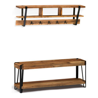Ryegate Natural 48 Bench, Coat Hook Shelf Set - Industrial - Hall Trees -  by Bolton Furniture, Inc.