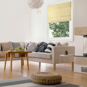 Mountain Almond (Thermal) - Roman Shades (Fabric & Natural Woven)