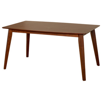 Mid Century Dining Table, Angled Tapered Legs With Rectangular Top, Dark Walnut