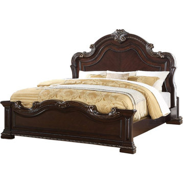 Best Master Furniture Africa Traditional Solid Wood Queen Bed in Cherry