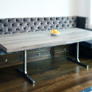 Reclaimed wood rustic grey modern dining table