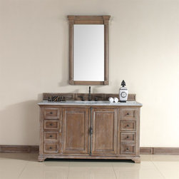 60 inch Bathroom Vanity Natural Oak Finish White Marble Top - Bathroom Vanities And Sink Consoles
