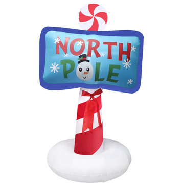 6 ft Tall Prelit North Pole Sign Inflatable