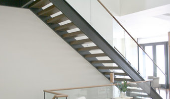 London Stair w/ Wood Treads & Glass Railing w/ Wood Cap Rail