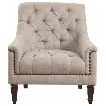 Benzara BM163848 Upholstered Traditional Style Sofa Chair, Beige