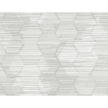 2949-60506 Jabari Light Grey Geometric Faux Grasscloth Unpasted Wallpaper