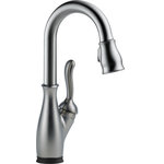 Delta - Delta Leland Pull-Down Bar/Prep Faucet With Touch2O Technology, Arctic Stainless - Touch it on. Touch it off. Whether you have two full hands or 10 messy fingers, Delta Touch2O Technology helps keep your faucet clean, even when your hands aren�t. A simple touch anywhere on the spout or handle with your wrist or forearm activates the flow of water at the temperature where your handle is set. The Delta TempSense LED light changes color to alert you to the water�s temperature and eliminate any possible surprises or discomfort. Delta MagnaTite Docking uses a powerful integrated magnet to pull your faucet spray wand precisely into place and hold it there so it stays docked when not in use. Delta faucets with DIAMOND Seal Technology perform like new for life with a patented design which reduces leak points, is less hassle to install and lasts twice as long as the industry standard*. Kitchen faucets with Touch-Clean  Spray Holes  allow you to easily wipe away calcium and lime build-up with the touch of a finger. You can install with confidence, knowing that Delta faucets are backed by our Lifetime Limited Warranty. Electronic parts are backed by our 5-year electronic parts warranty.  *Industry standard is based on ASME A112.18.1 of 500,000 cycles.