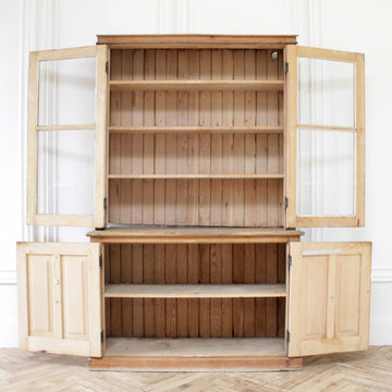 Antique Rustic Pine Wood 2 Part Cupboard