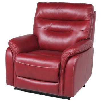 Fortuna Dark Red Leather Power Recliner Chair