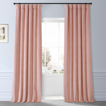 Signature Plush Velvet Blackout Curtain Single Panel, Apricot Blossom, 50wx96l