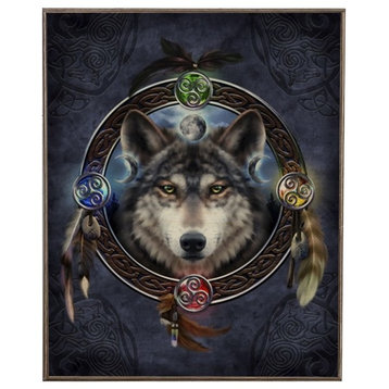 Celtic Wolf Guide Birch Wood Print