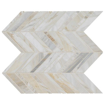 Athena Gold Chevron Pattern 12X12 Honed Marble Mosaic, (4x4 or 6x6) Sample