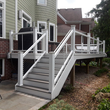 Silver Maple TimberTech Deck with white rails & horizontal cables in Naperville