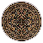 Bareens Designer Rugs - Nagi Pak Persian Nydia Black/Gold Wool Round - 8'2'' x 8'3'' - Designed with mesmerizing intricacy and gorgeous color palette, this hand-knotted masterpiece demonstrates the beauty and electrifying thrill of Pak Persian art. These meticulously hand-knotted Pak-Persian rug is made with pure wool and features breathtaking traditional, transitional, and tribal designs in bold luxurious color pallets. Known for their intricate designs these rugs are a reproduction of Persian rugs, made in Pakistan with unique Mughal designs. Made by master weavers using the same Persian texture, design and dying technique, we wanted to produce the most significant manifestation of Persian art, life, and culture. This rug is most famous for its exceptional quality, incredible designs, patterns, and vibrant rich color. Pak-Persian rugs made with Persian weave with high knot counts, which enables the high intricacy and detail found in the patterns are also referred to as "State of art", each color adds a rich beautiful detail in the artwork of this rug. The design, color, and beautiful chromatic composition with a vibrant sheen with intricate designs, exude beauty, elegance, and quality make this rug a masterpiece of its own.