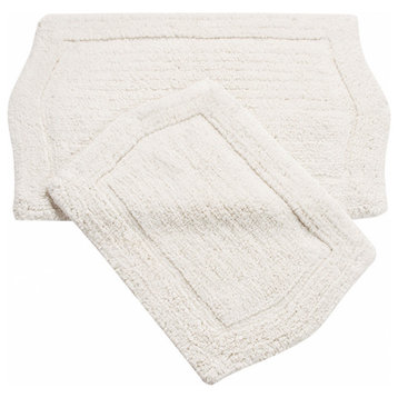 Waterford Collection Tufted Non-Slip Bath Rug, 2 Piece Set, White