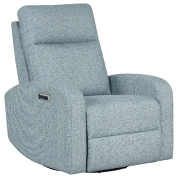 Bowery Hill Contemporary Fabric Recliner with Integrated USB Charger in Blue