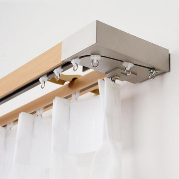 QYRF02 Wood Grain Single Double Curtain Tracks Ceiling/Wall Mount