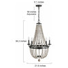 Farmhouse 5-Light Wood Bead Chandeliers Candle Bulb Style,Empire Chandelier