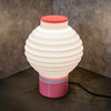 Asian Lantern 15" Plant-Based PLA Dimmable LED Table Lamp, White/Hot Pink